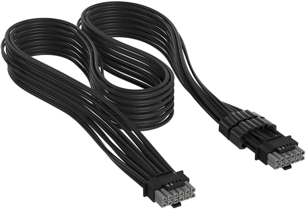 „Corsair Premium Sleeved“ 12V-2×6 į 12V-2×6 kabelis, universalus – Juodas