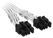 „Corsair Premium Sleeved 12V-2×6“ į 2x 6+2 kontaktų PCIe kabelis, universalus – baltas