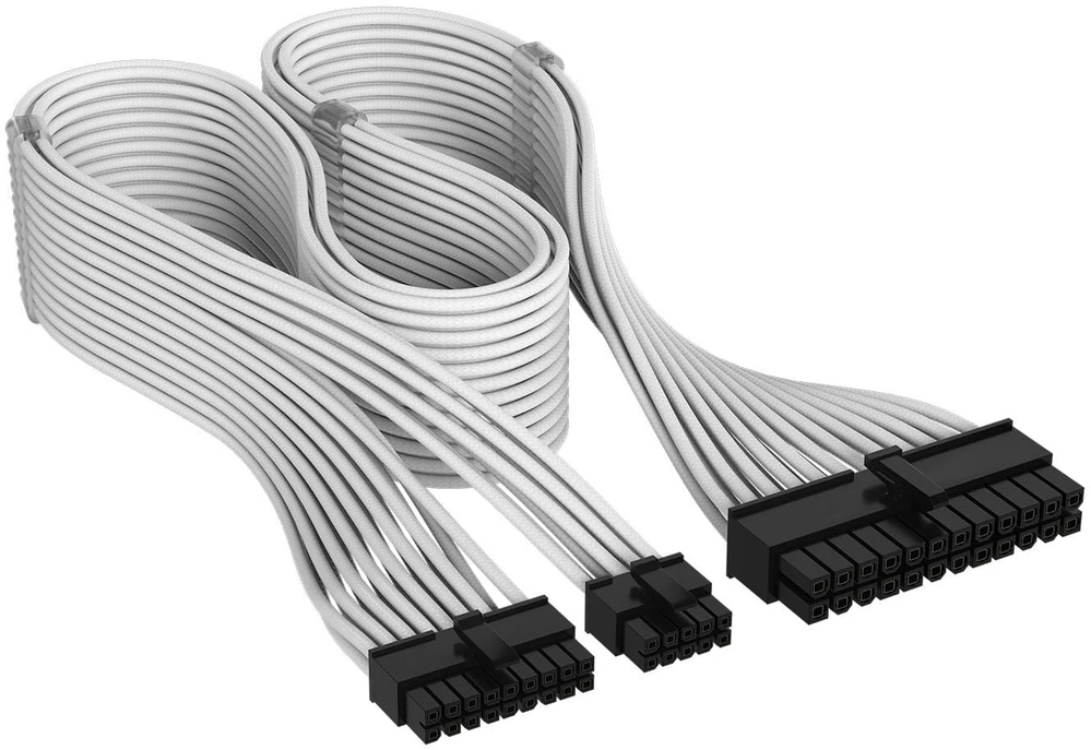 „Corsair Premium Sleeved 24-Pin ATX“ kabelis, skirtas 5 tipo maitinimo šaltiniui – Baltas