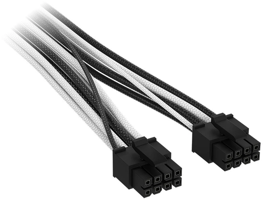 „Corsair Premium Sleeved“ 2x 8 kontaktų į 12V-2×6 kabelis, skirtas 5 tipo maitinimo šaltiniui – Juodas/Baltas
