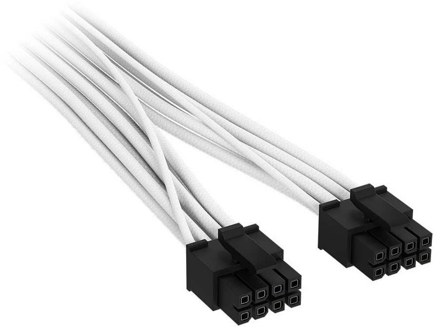 „Corsair Premium Sleeved“ 2x 8 kontaktų į 12V-2×6 kabelis, skirtas 5 tipo maitinimo šaltiniui – Baltas