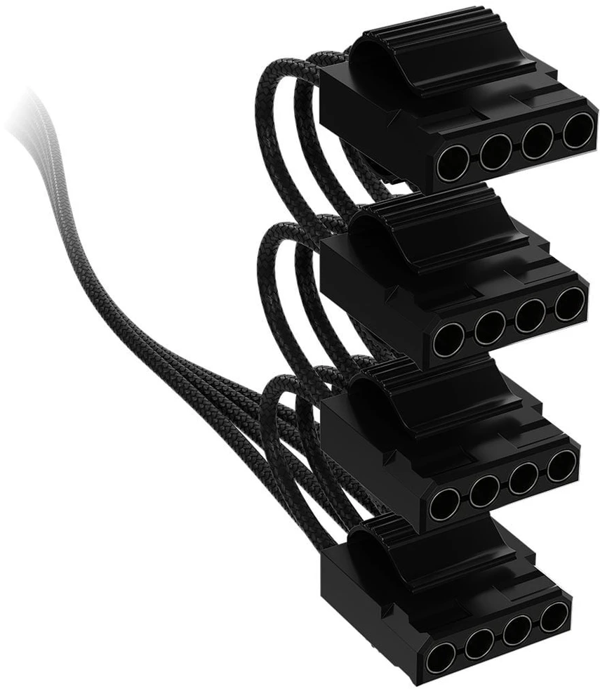 „Corsair Premium Sleeved 4x 4-Pin Molex“ kabeliai, skirti 5 tipo maitinimo šaltiniams – Juodas