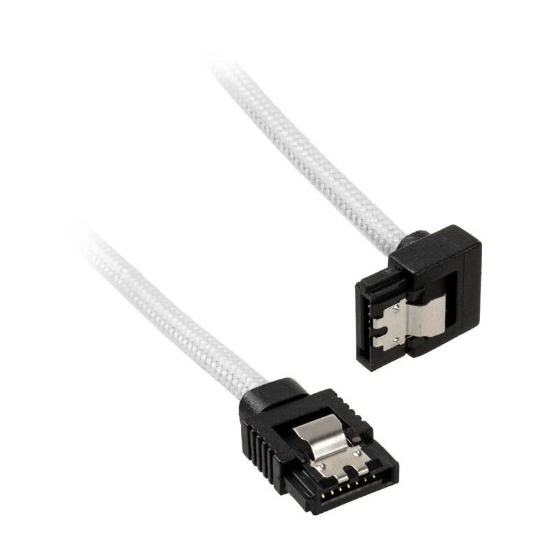„Corsair Premium Sleeved SATA“ kampinis kabelis, baltas 30 cm – 2 vnt. pakuotėje