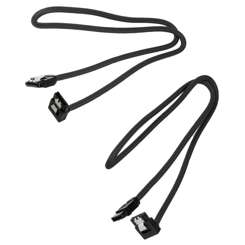 „Corsair Premium SATA“ kampinis kabelis, juodas 60 cm, 2 vnt. pakuotėje