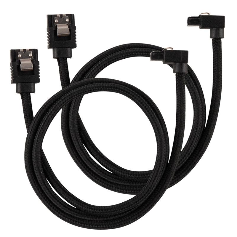 „Corsair Premium SATA“ kampinis kabelis, juodas 60 cm, 2 vnt. pakuotėje