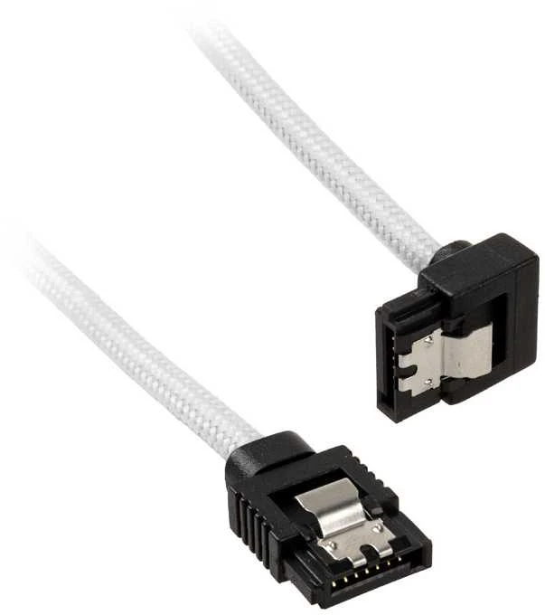 „Corsair Premium Sleeved SATA“ kampinis kabelis, baltas 60 cm – 2 vnt. pakuotėje