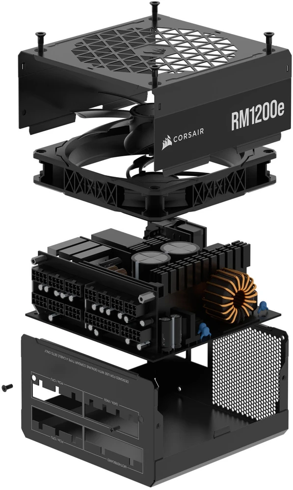 CORSAIR RMe serijos RM1200e 1200W visiškai modulinis 80PLUS Gold ATX maitinimo šaltinis