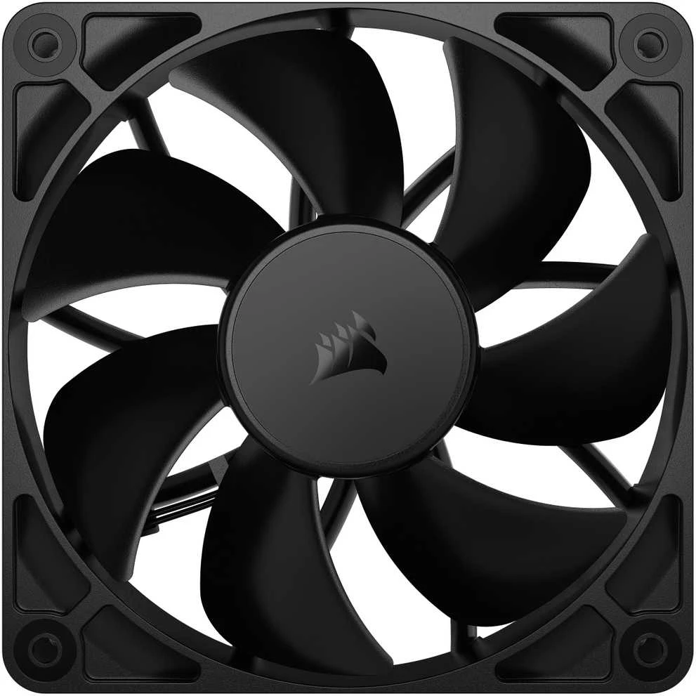 Corsair RS 120 ventiliatorius, juodas priekinis vaizdas