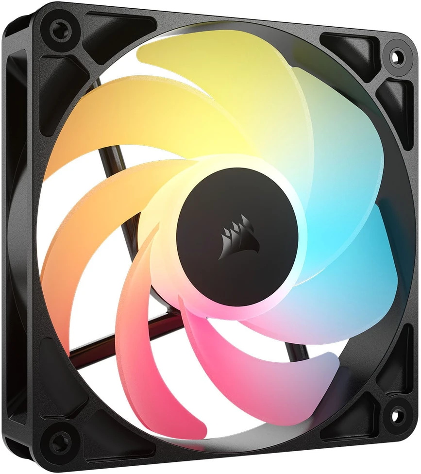 „Corsair RS“ serijos RS120-R ARGB PWM ventiliatorius, 3 vnt. pakuotėje, 120 mm, juodas