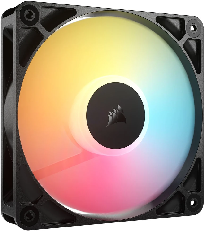 „Corsair RS“ serijos RS120-R ARGB PWM ventiliatorius, 3 vnt. pakuotėje, 120 mm, juodas