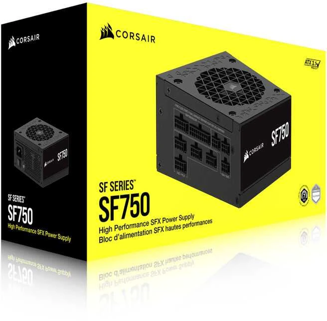 „Corsair SF Series SF750 SFX“ maitinimo šaltinis, 80 PLUS Platinum, ATX 3.1 / PCIe 5.1 × 750 vatų, juodas