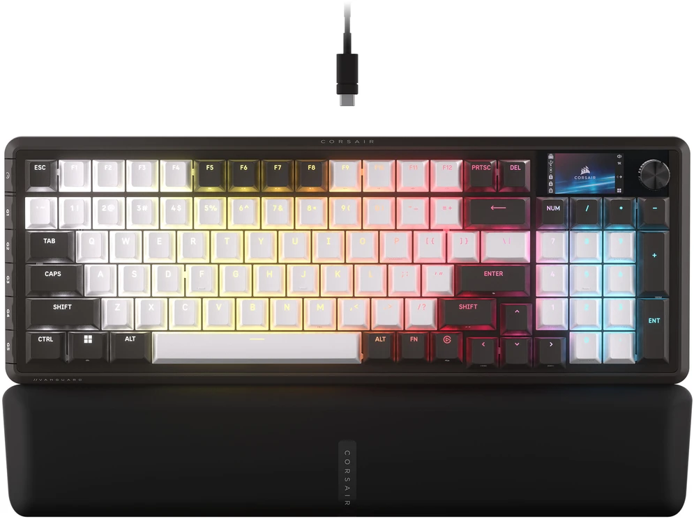 Corsair VANGUARD 96 Klaviatūra žaidimams, mechaninė, RGB, 8,000 Hz - MLX Plasma Switches, ISO (DE), juodas/baltas