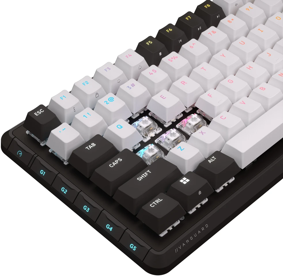 Corsair VANGUARD 96 Klaviatūra žaidimams, mechaninė, RGB, 8,000 Hz - MLX Plasma Switches, ISO (DE), juodas/baltas