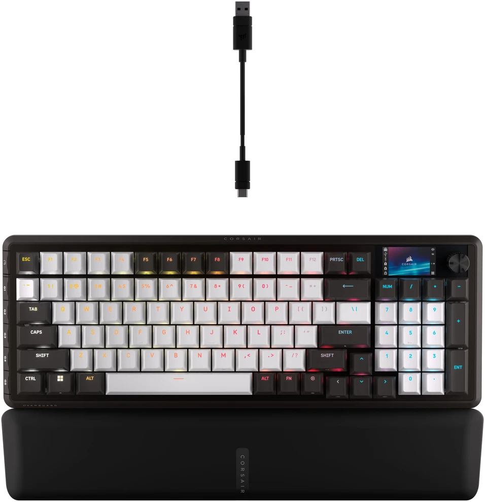 Corsair VANGUARD 96 Klaviatūra žaidimams, mechaninė, RGB, 8,000 Hz - MLX Plasma Switches, ISO (DE), juodas/baltas