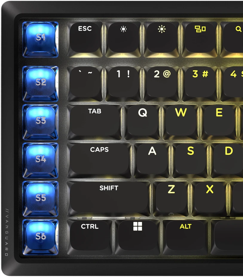 Corsair Vanguard Air 99 Belaidė klaviatūra žaidimams, optical-mechaninė, low profile, 8K polling, DE išdėstymas - juodas