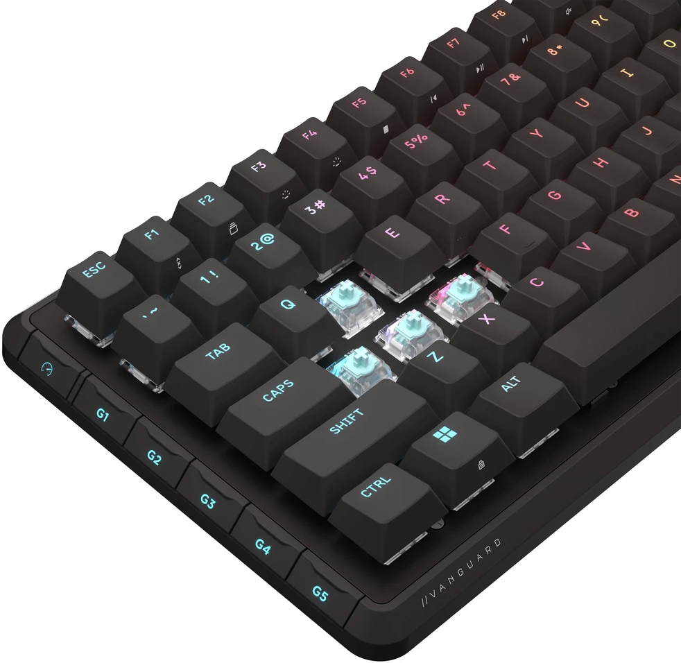 „Corsair Vanguard Pro 96 Gaming“ klaviatūra, RGB - MGX Holo efekto jungikliai, juodas, ISO