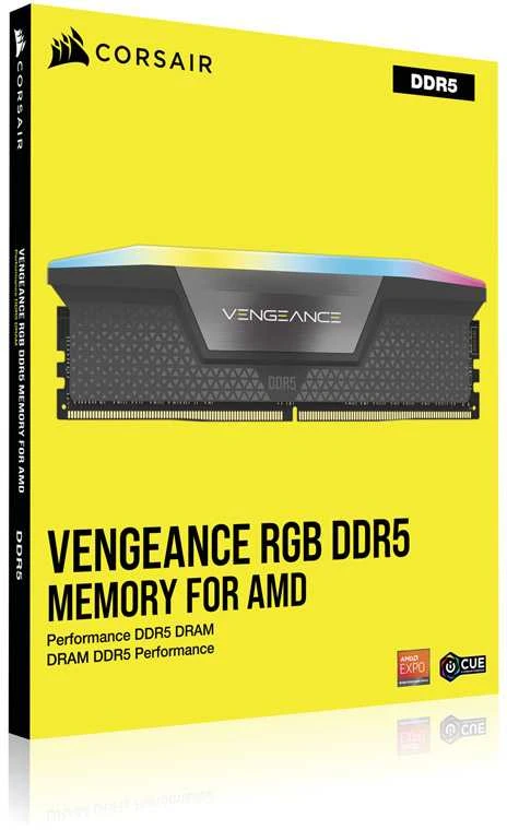 „Corsair Vengeance RGB DDR5-6000 RAM“, CL30, EXPO - 64 GB dviejų jungčių rinkinys, pilka