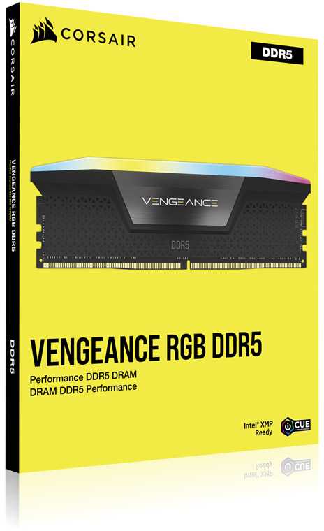 RAM CORSAIR VENGEANCE RGB 64GB 2x32GB DDR5 6000MT/s DIMM Be buferio 30-36-36-76 Std PMIC XMP 3.0 Juodas Heatspreader RGB LED 1.4V
