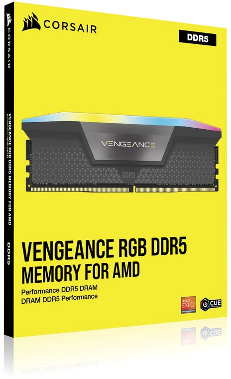 „Corsair Vengeance RGB DDR5-6000 RAM“, CL30, EXPO - 64 GB dviejų jungčių rinkinys, pilka