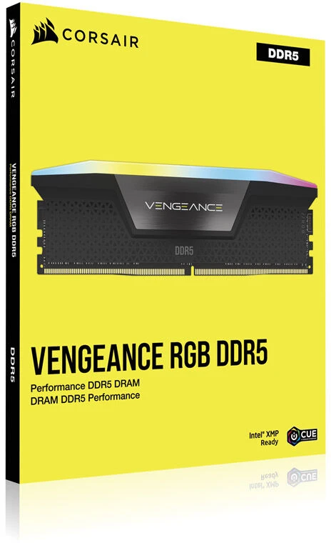 Atminties kortelė telefonui CORSAIR VENGEANCE® RGB 64GB (2x32GB) DDR5 DRAM 6400MT/s CL32 Memory Kit — Juodas