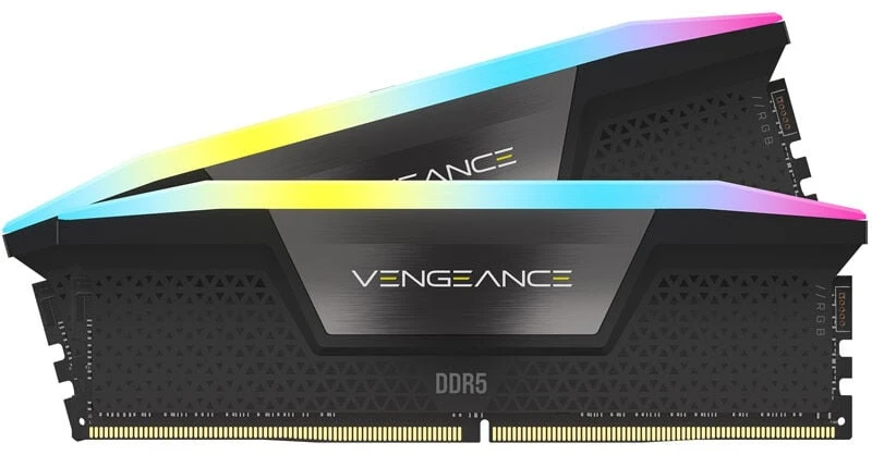 Atminties kortelė telefonui CORSAIR VENGEANCE® RGB 64GB (2x32GB) DDR5 DRAM 6400MT/s CL32 Memory Kit — Juodas