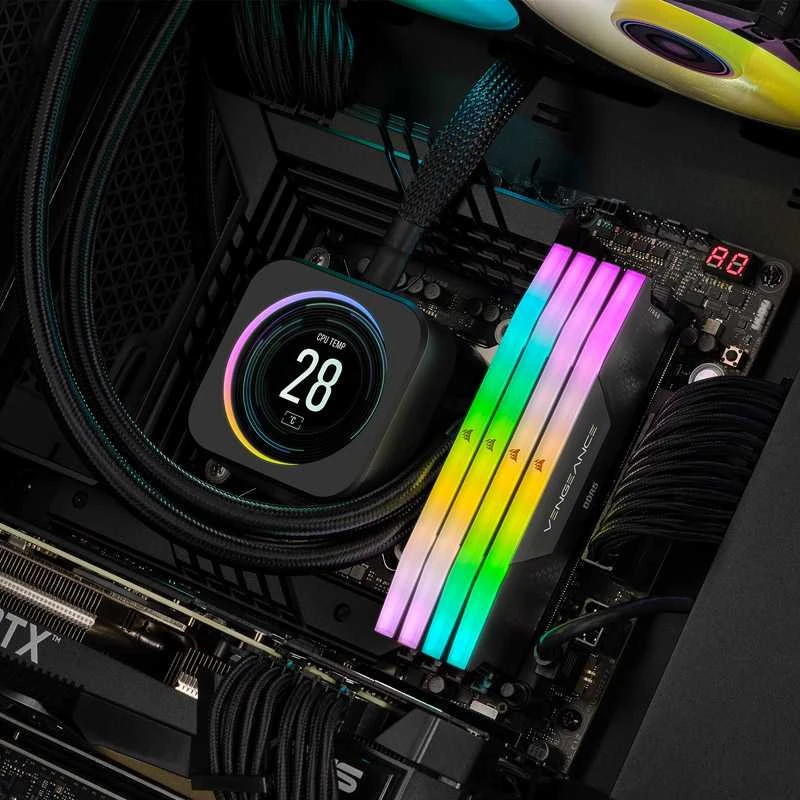 RAM Corsair Vengeance RGB 64GB DDR5-6600 rinkinys (4x 16GB), CL32, juodas