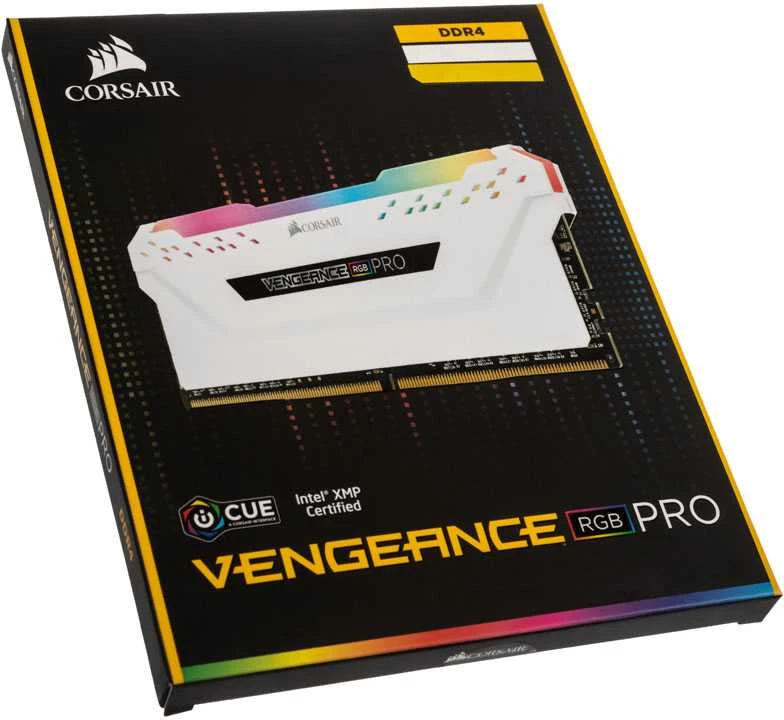 RAM „Corsair DIMM 32 GB DDR4-2666 (2x 16 GB) Dual-Kit“, atmintis - balta, CMW32GX4M2A2666C16W, Vengeance RGB PRO, INTEL XMP
