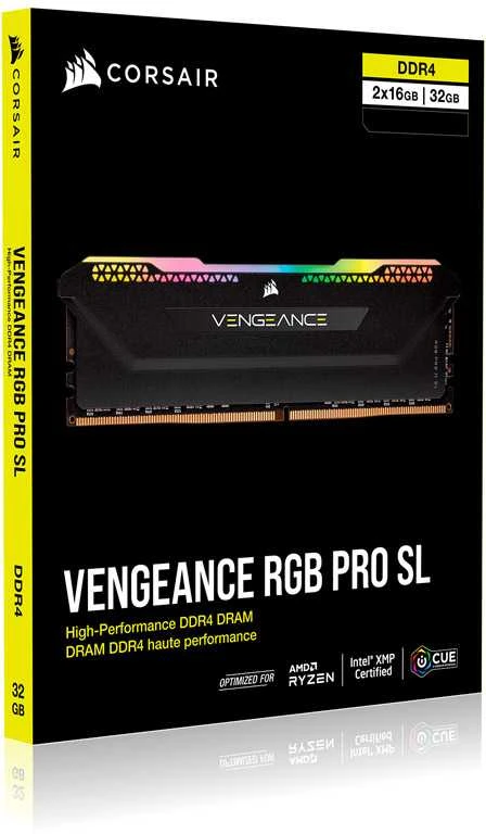 RAM Corsair Vengeance RGB Pro SL Juodas 32GB [2x16GB 3200MHz DDR4 CL16 DIMM]