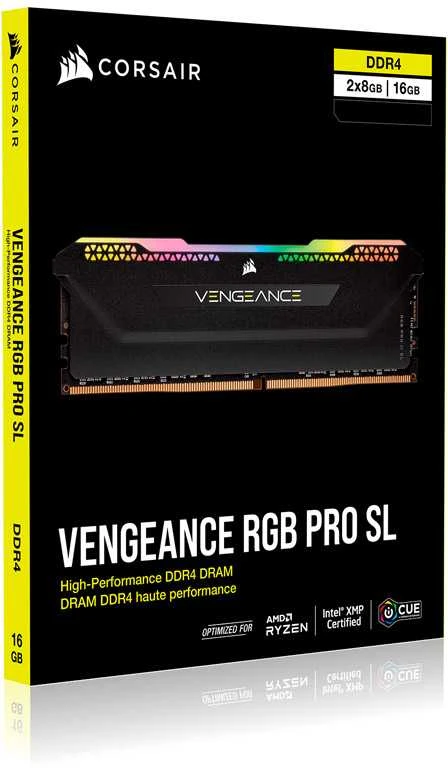 RAM CORSAIR DDR4 16GB 2x8GB 3200MHz DIMM CL16 VENGEANCE RGB Pro SL Juodas 1.35V XMP 2.0