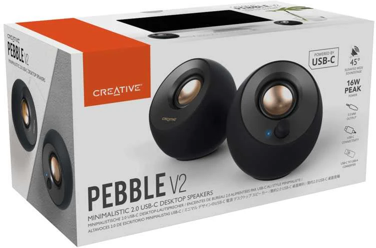 Kompiuterio kolonėlės Creative kompiuterinės kolonėlės 2.0 Pebble V2 juodos spalvos USB-C