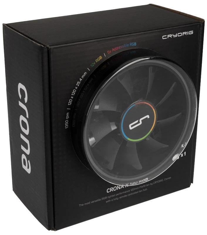 Cryorig Crona S PWM korpuso ventiliatorius, ARGB, 3er Pack – 120mm, juodos spalvos