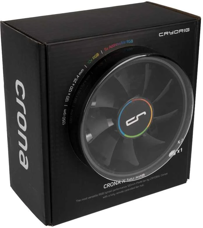 Cryorig Crona S PWM korpuso ventiliatorius, ARGB, 3er Pack – 120mm, juodos spalvos
