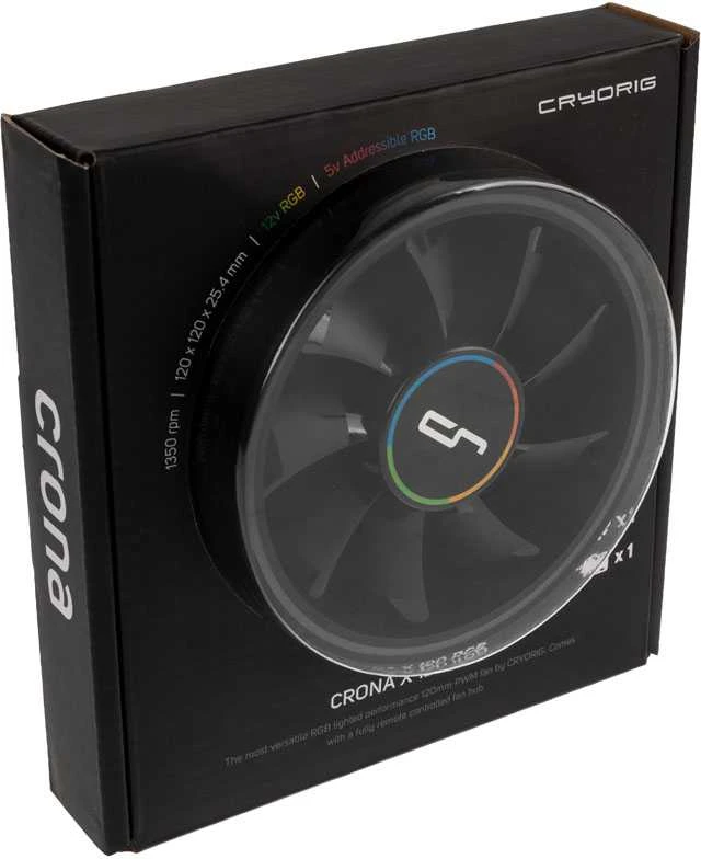 Cryorig Crona S PWM korpuso ventiliatorius, ARGB – 120mm, juodos spalvos