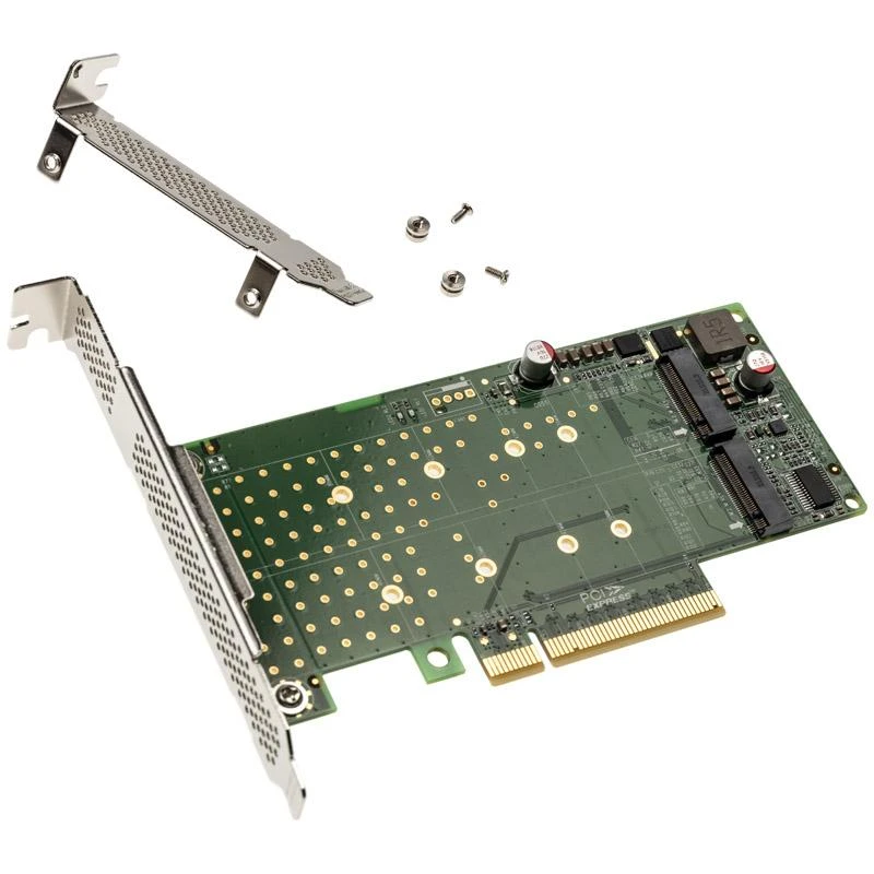 Delock PCI Express x8 kortelė su 2 vidinėmis NVMe M.2 M rakto jungtimis – bifurkacija – žemo profilio formatas
