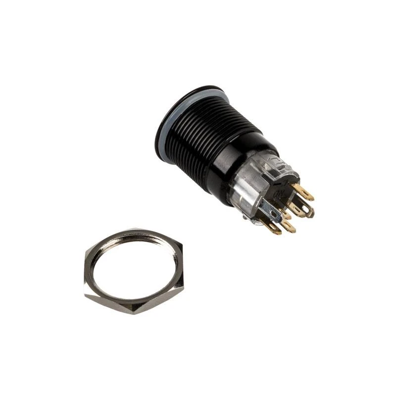 DimasTech vandalizmo jungiklis/mygtukas 19 mm, juodos spalvos taškinis RGB