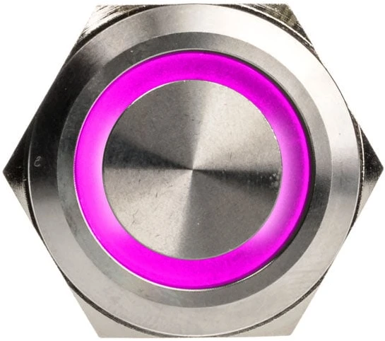„DimasTech“ vandalizmo jungiklis/mygtukas 25 mm, „Silverline Ring“ – RGB
