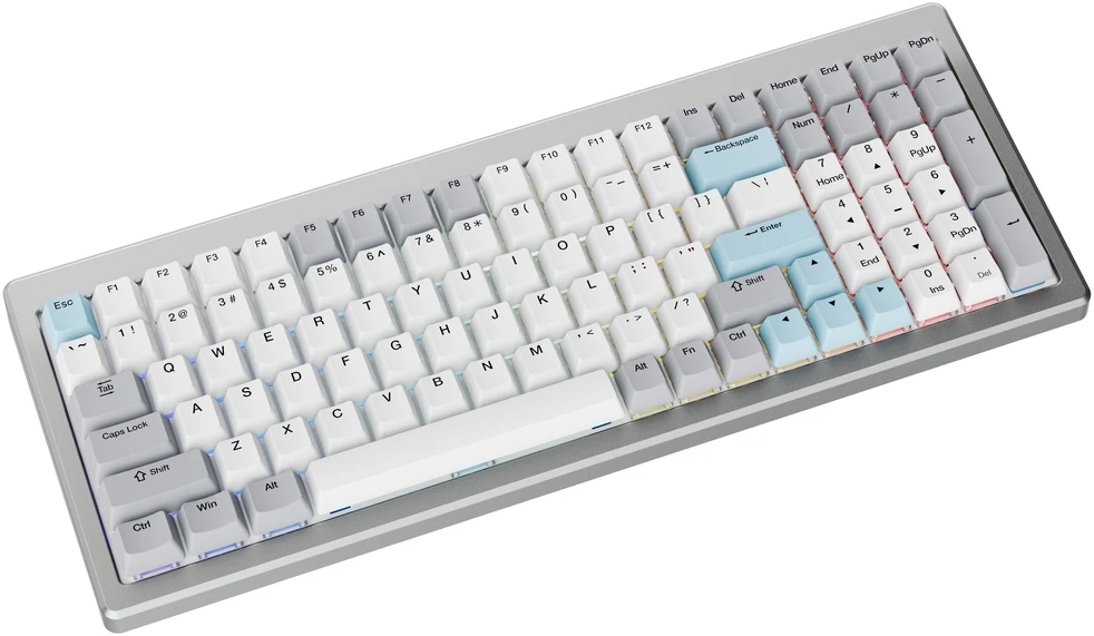 Ducky Cushion 98 Klaviatūra žaidimams, 96%, US išdėstymas (ANSI), Shush Žalias Switches - Sidabrinis