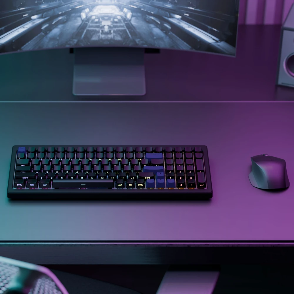 Ducky Cushion 98 Klaviatūra žaidimams, 96%, US išdėstymas (ANSI), Shush Žalias Switches - Matte Juodas