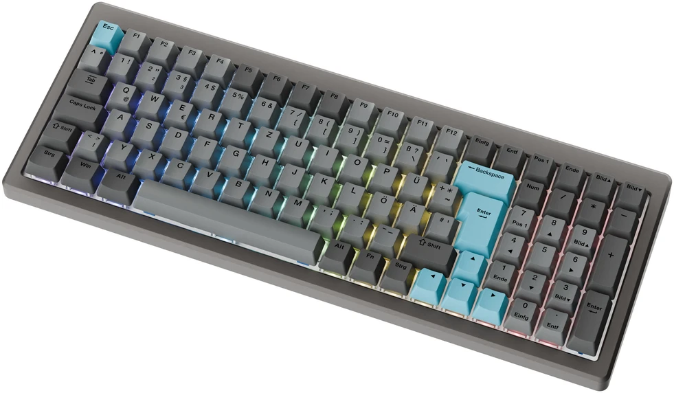 Ducky Cushion 98 Klaviatūra žaidimams, 96%, DE išdėstymas (ISO), Shush Raudona Switches - Nickel