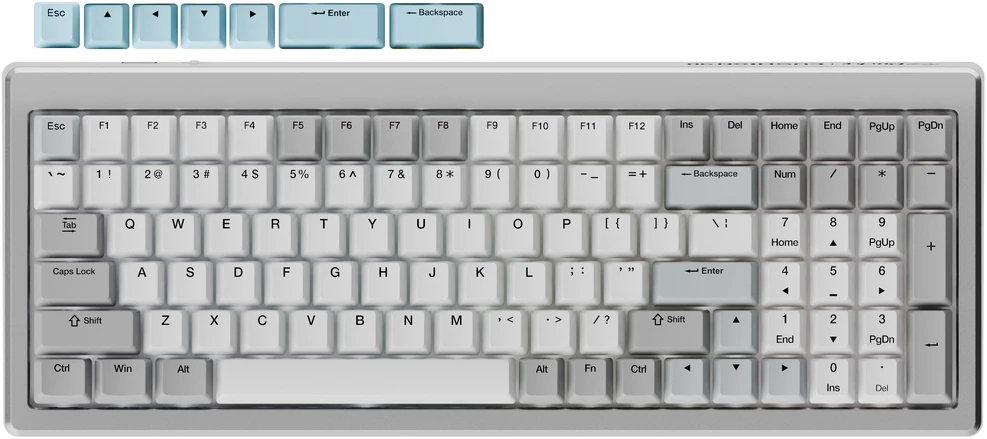 Ducky Cushion 98 Klaviatūra žaidimams, 96%, US išdėstymas (ANSI), Shush Žalias Switches - Sidabrinis