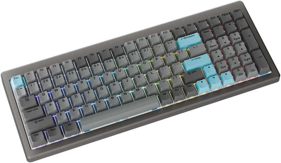 Ducky Cushion 98 Klaviatūra žaidimams, 96%, US išdėstymas (ANSI), Shush Žalias Switches - Nickel