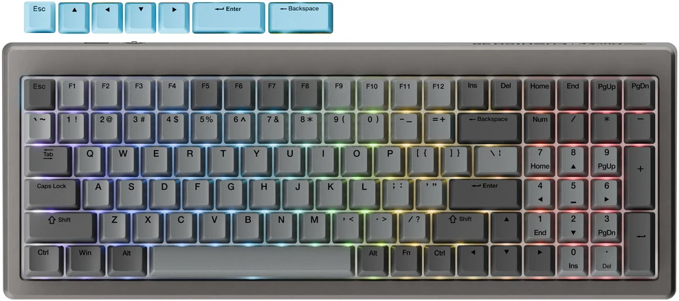 Ducky Cushion 98 Klaviatūra žaidimams, 96%, US išdėstymas (ANSI), Shush Raudona Switches - Nickel