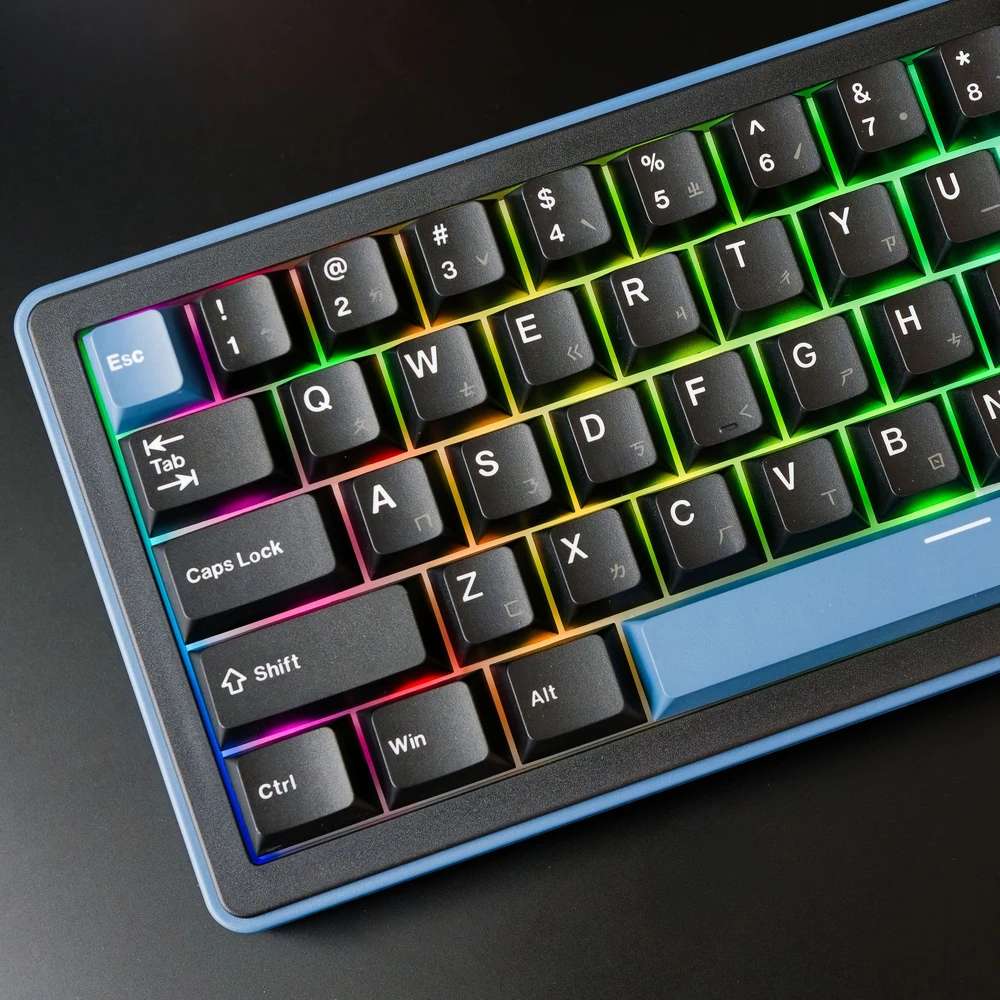 Ducky OK-M 65 žaidimų klaviatūra, 65%, Hot-Swappable, RGB, ANSI – KTT Wine raudoni jungikliai
