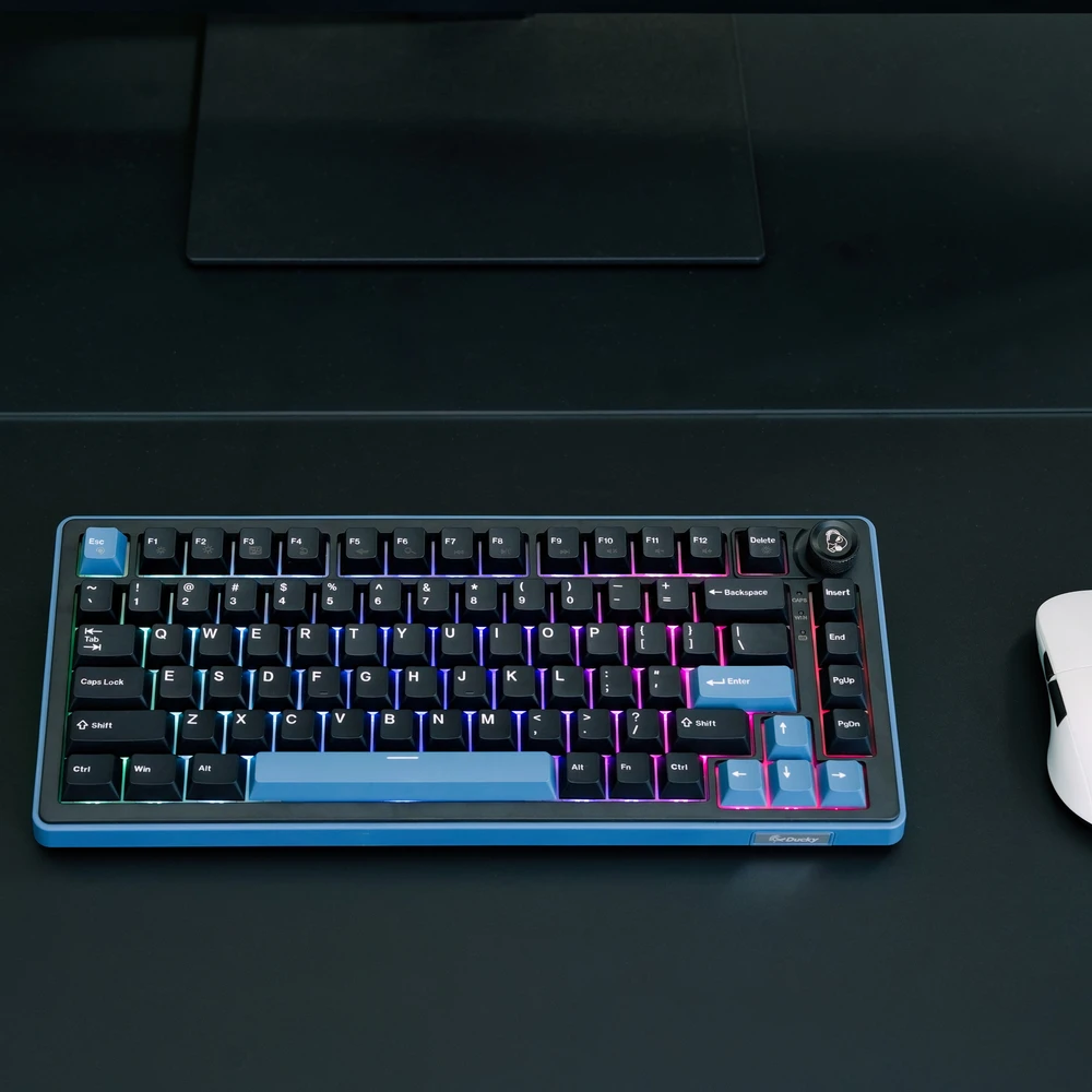 Ducky OK-M 75 žaidimų klaviatūra, 75%, Hot-Swappable, RGB, ANSI – KTT Baby Mėlyni jungikliai
