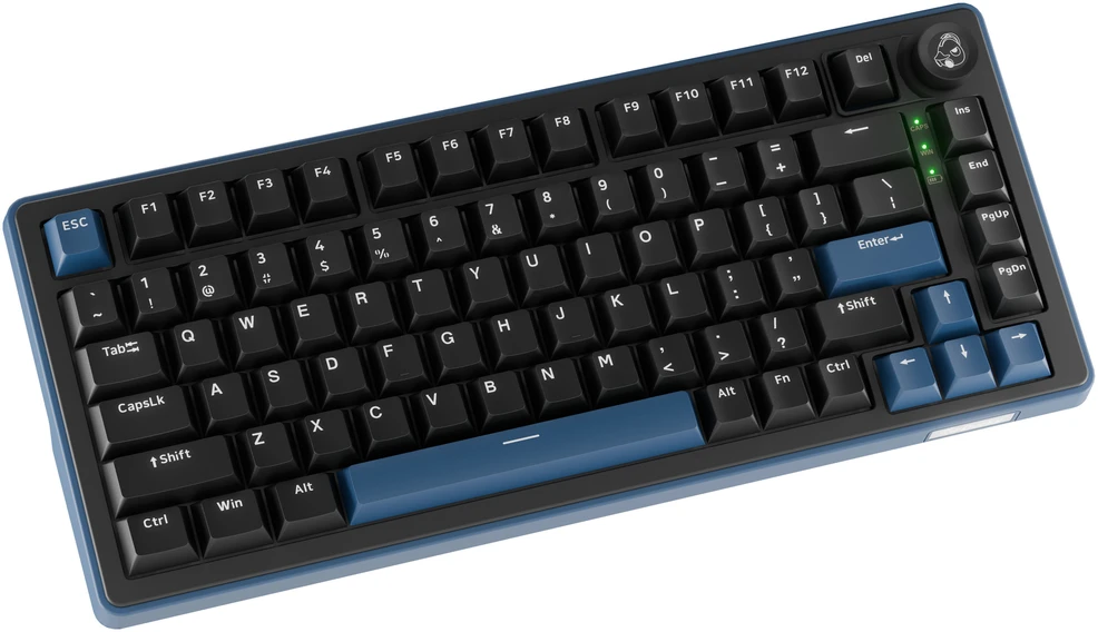 Ducky OK-M 75 žaidimų klaviatūra, 75%, Hot-Swappable, RGB, ANSI – KTT Baby Mėlyni jungikliai
