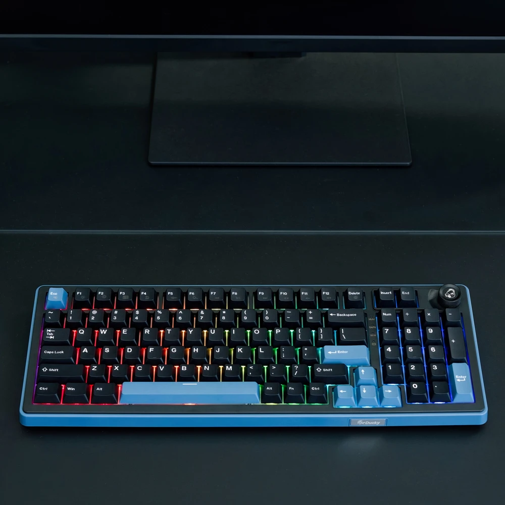 Ducky OK-M 98 žaidimų klaviatūra, 98 %, Hot-Swappable, RGB, ANSI – KTT Wine raudoni jungikliai