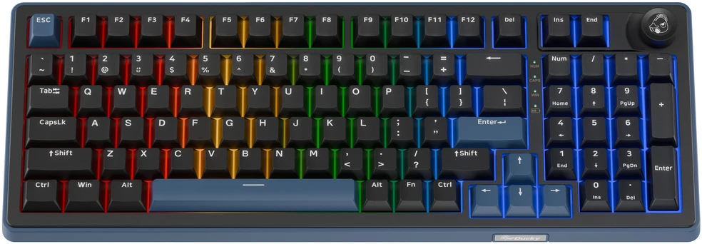 Ducky OK-M 98 žaidimų klaviatūra, 98 %, Hot-Swappable, RGB, ANSI – KTT Wine raudoni jungikliai