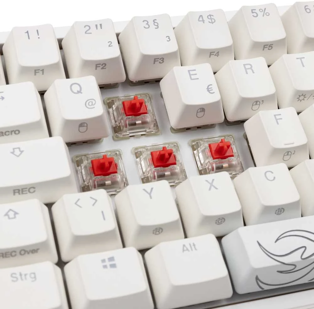 Klaviatūra Ducky One 2 Pro Mini Baltas Edition Klaviatūra žaidimams RGB LED - Cherry Raudona