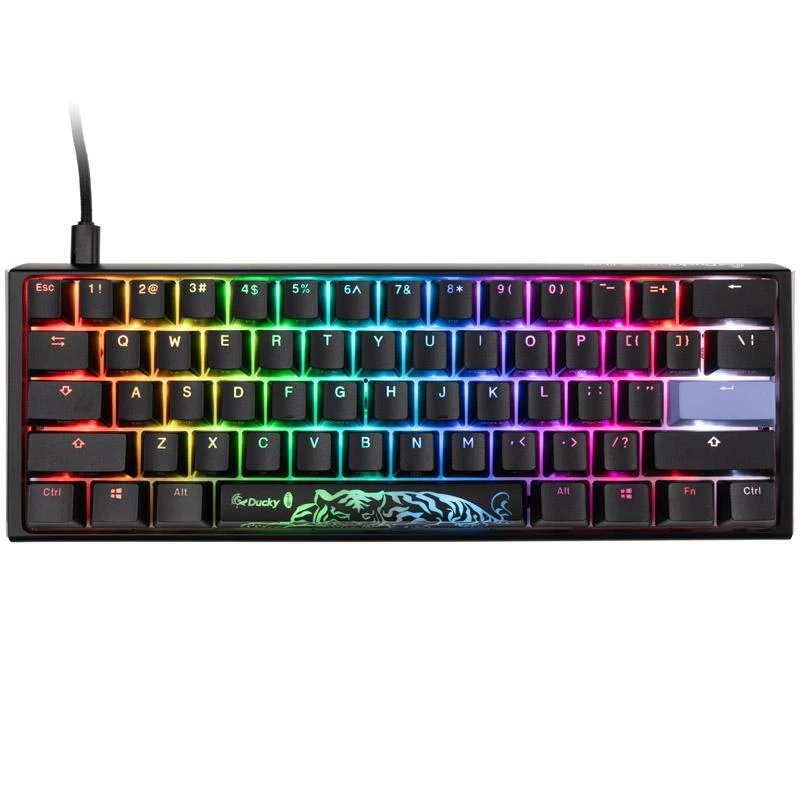Ducky One 3 Classic Juodas/Baltas Mini žaidimų klaviatūra, RGB LED – MX-Speed-Sidabrinis US išdėstymas