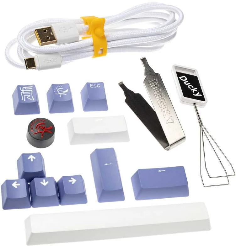 Ducky One 3 Classic Pure Baltas Mini žaidimų klaviatūra, RGB LED - MX-Raudona US išdėstymas